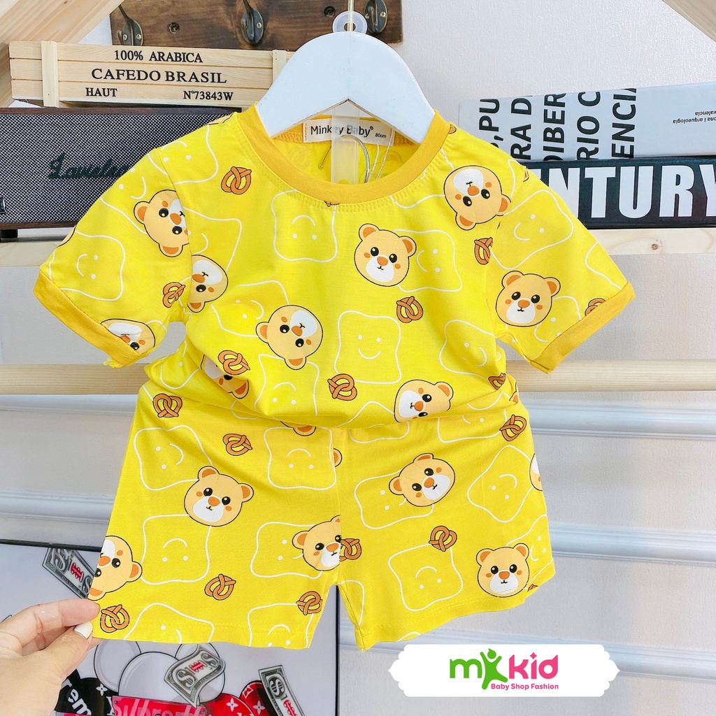 Quần áo trẻ em MK KID cho bé trai bé gái từ 6-18kg💖Bộ cộc tay hoạt hình kute thun lạnh cao cấp co giãn 4 chiều