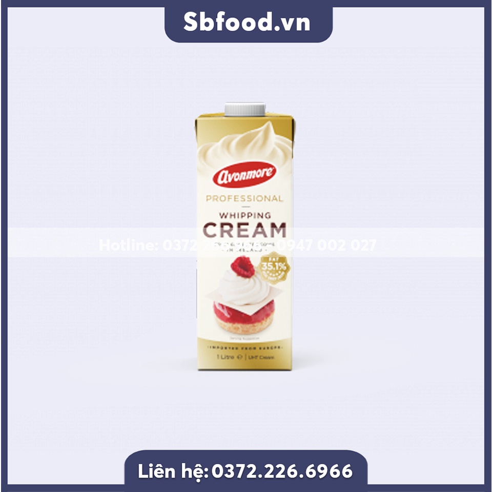 Kem sữa Whiping Cream Avonmore 35.5% béo hộp 1 lít nhập khẩu từ Ireland[Chỉ ship hỏa tốc khu vực Tp. Hồ Chí Minh]