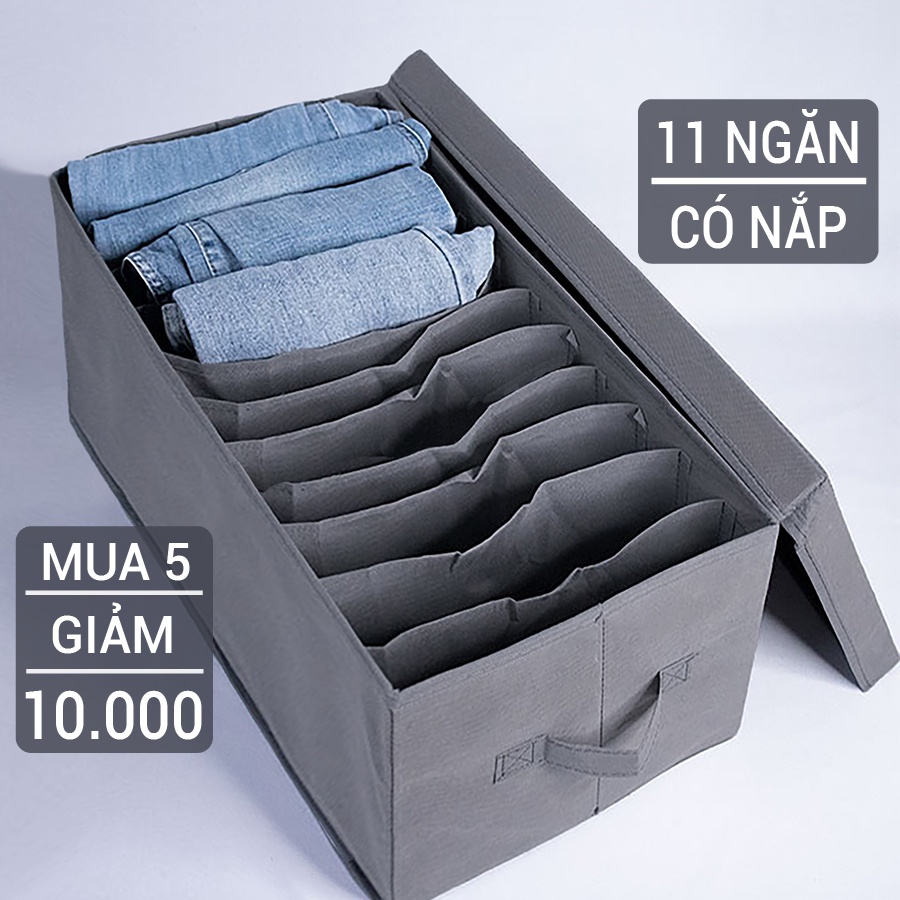 Hộp Đựng Quần Áo Chia Ngăn HOMEK, Hộp Vải 11 Ngăn Khung Cứng Tiện Lợi