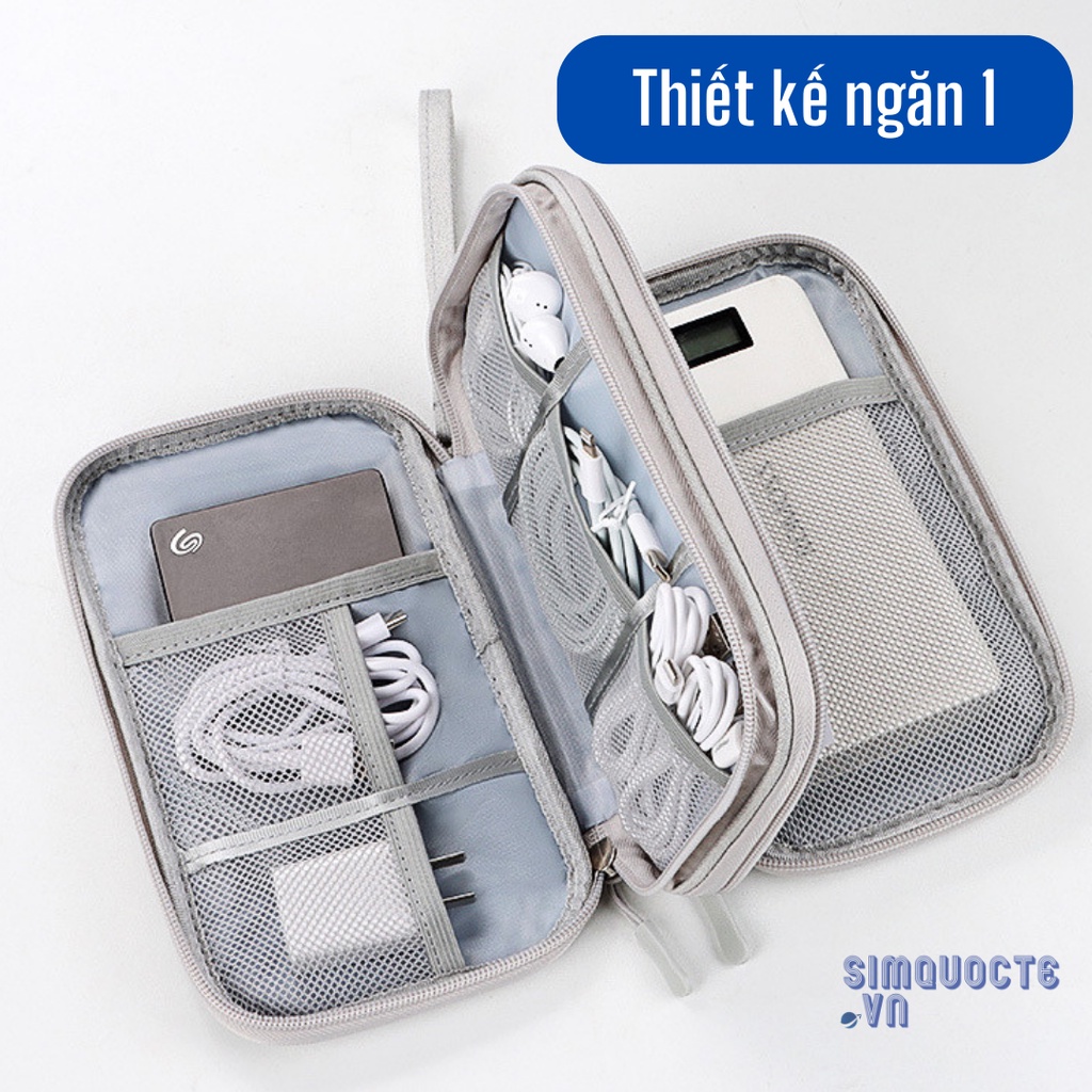 Túi đựng phụ kiện công nghệ, điện thoại, cáp sạc USB nhiều ngăn chống va đập chống nước mang theo du lịch tiện lợi TDL21