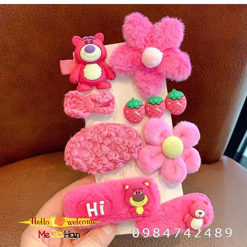 Kẹp Tóc Hình Gấu Dâu Tây Dễ Thương Cho Bé Gái