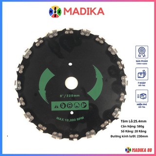 Lưỡi Tròn mắt cưa xích 230mm lỗ tâm 25.4mm 20 răng | Lưỡi cắt gỗ cưa xích lắp cho máy cắt cỏ