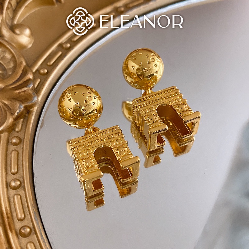 Bông tai nữ chuôi bạc 925 Eleanor Accessories họa tiết Khải Hoàn Môn phụ kiện trang sức 5487