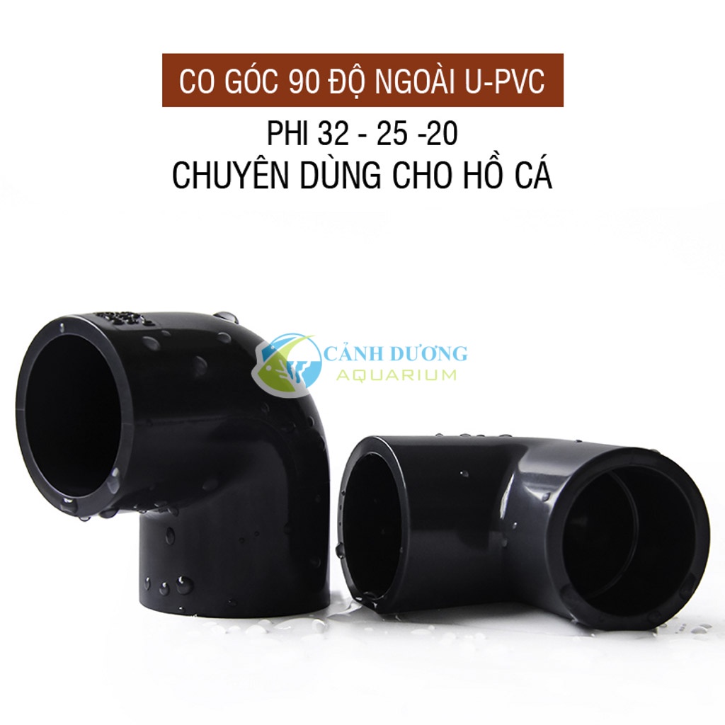 Co 90 độ màu đen ĐEN U-PVC Phi 32-25-20 chuyên dùng cho hồ cá