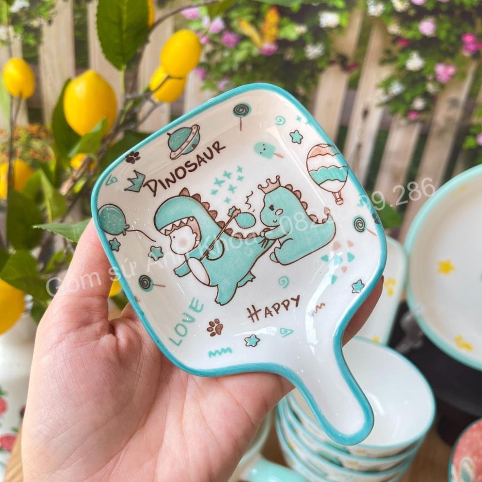 Siêu Sale -Bát Đĩa Gốm Sứ Decor Bộ Bát Đĩa Bát Hình Khủng Long xinh yêu cho bé, Bát Ăn Cơm Chén Dĩa Dễ Thương Bát Cho Bé