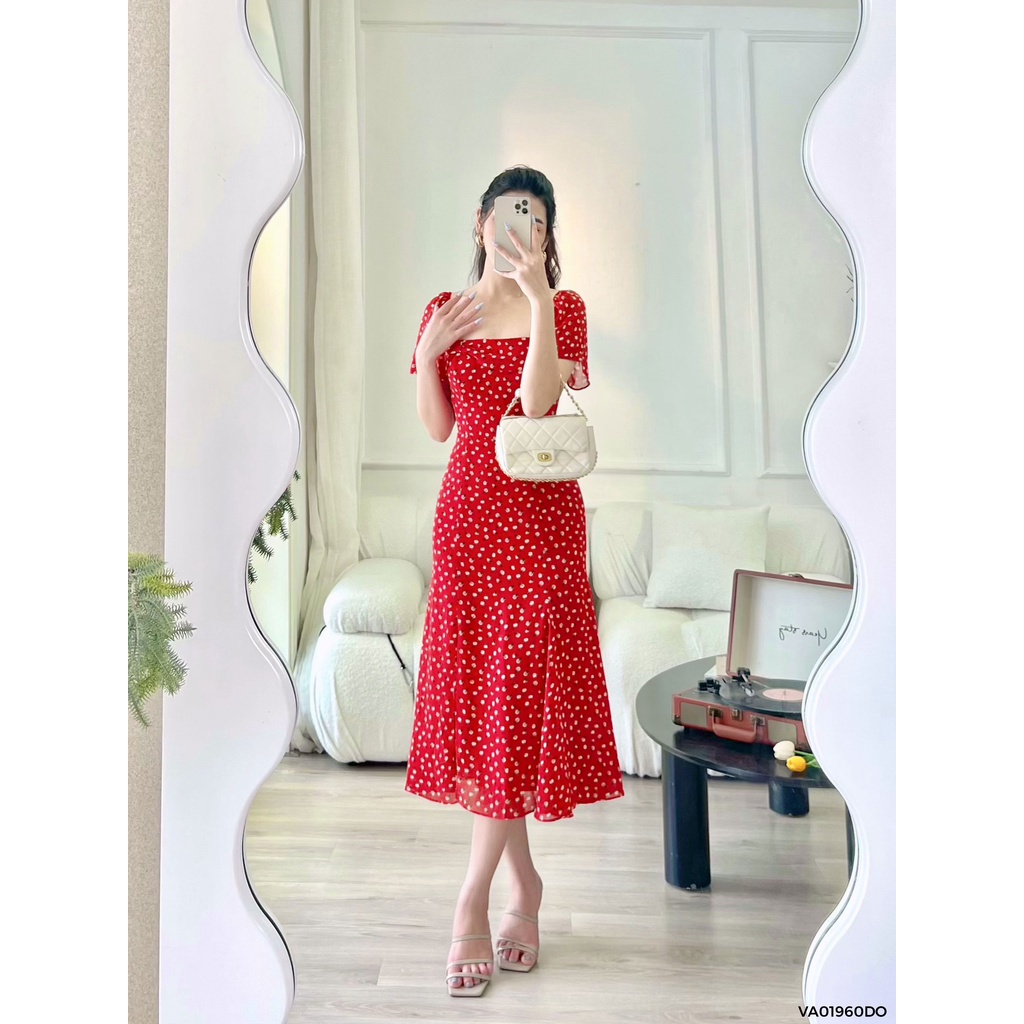 Váy cổ vuông nơ lệch 1VA01960DO Lep'