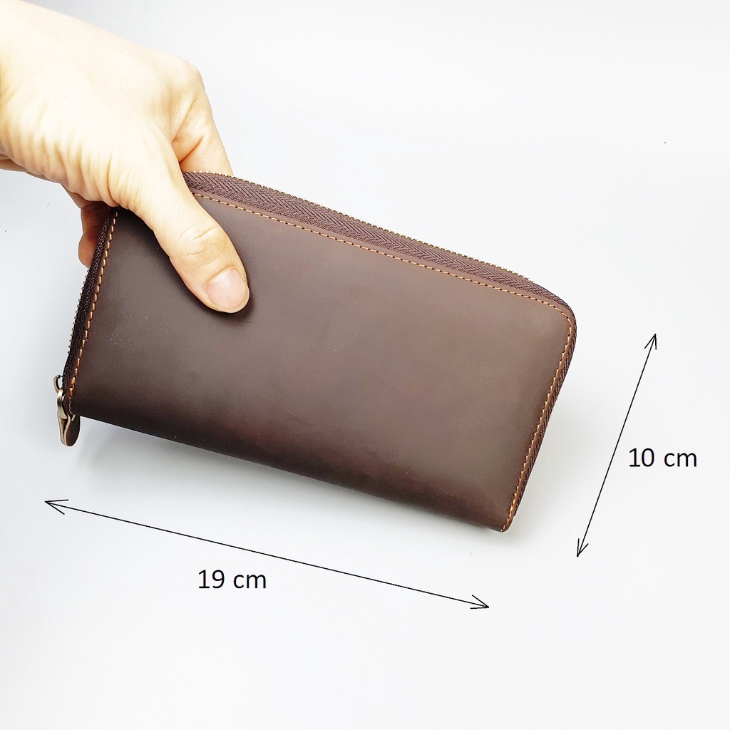 Ví dài cầm tay nam da bò sáp WL119  - BH 3 Năm, ví da nam công sở