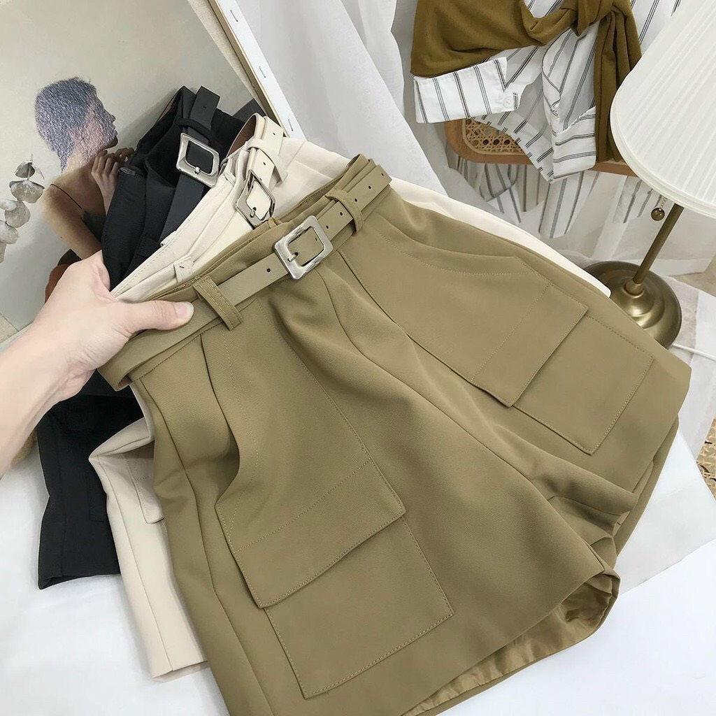 Quần short nữ cạp cao túi nắp không kèm đai 1 lớp mẫu mới siêu đẹp