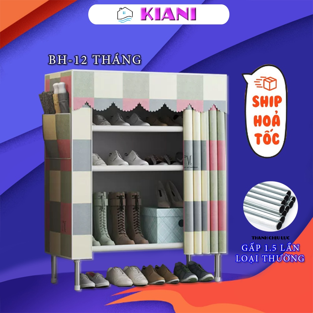 Tủ đựng giày KG03 KIANI có vải bọc phủ chống bụi,túi đựng đồ hai bên vừa làm kệ để giày,kệ dép,vừa decor nhà BH 12 tháng