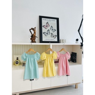 Váy đũi Harifa cổ vuông chun dáng xuông 1 - 6y