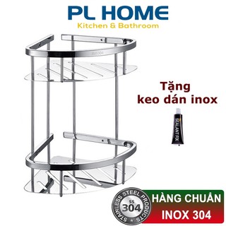 Kệ nhà tắm inox 304 2 tầng loại dày bóng đẹp tặng kèm keo dán tường