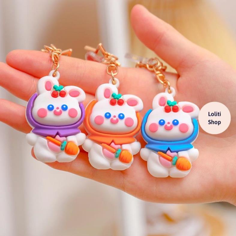 Móc khóa silicon thỏ anh đào cao cấp móc cài balo, chìa khóa dễ thương LOLITI MK643