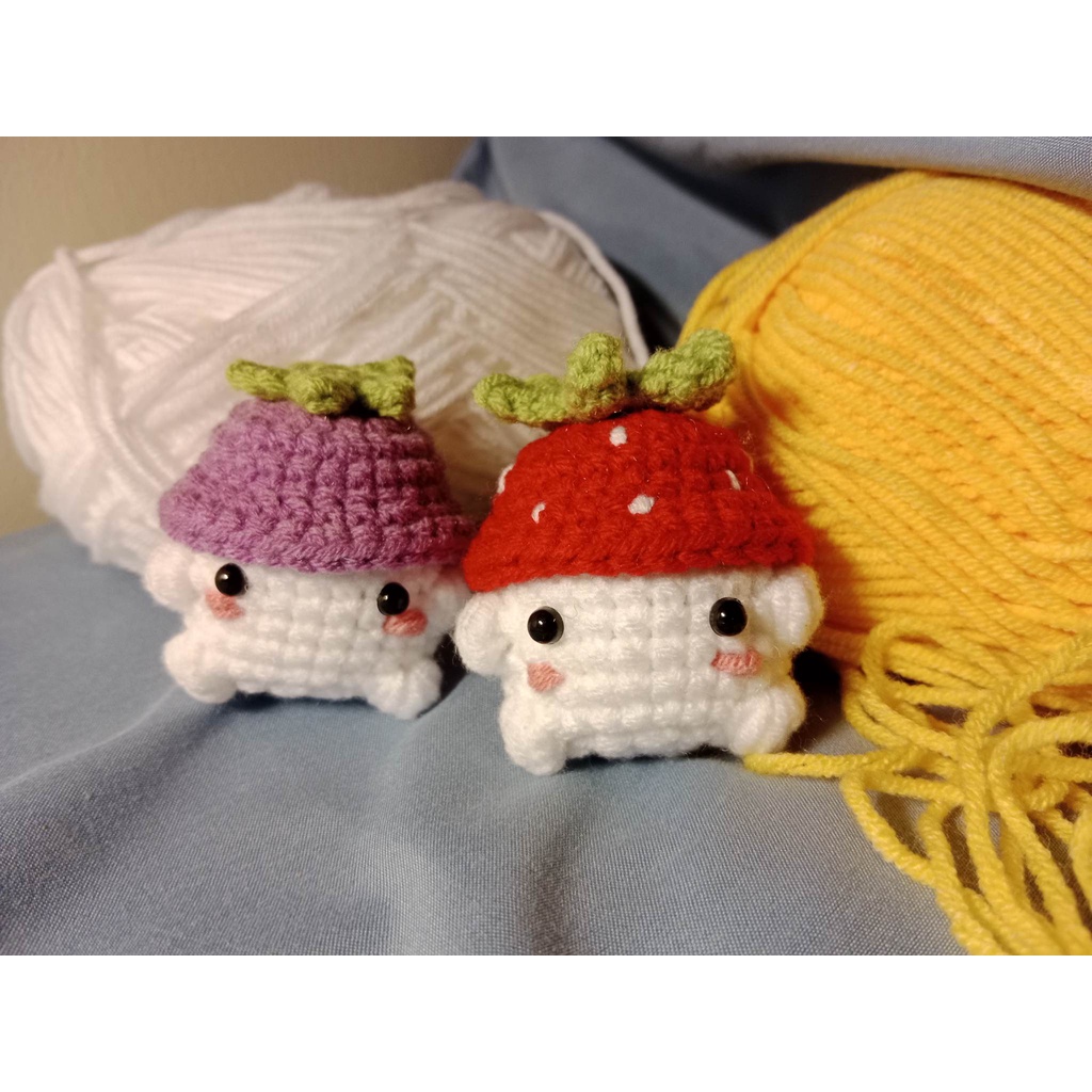Móc khóa nấm Chunky mushie len mềm mịn handmade - kèm dây móc