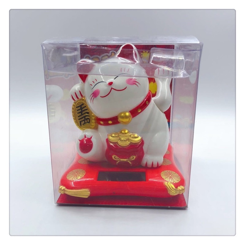 Mèo Thần Tài Vẫy Tay cao 7cm,mèo may mắn maneki neko Năng Lượng Mặt Trời May Mắn