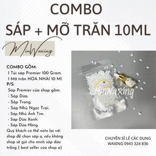 Combo sáp premier và mỡ trăn hoa nhài - waxing - sáp dừa