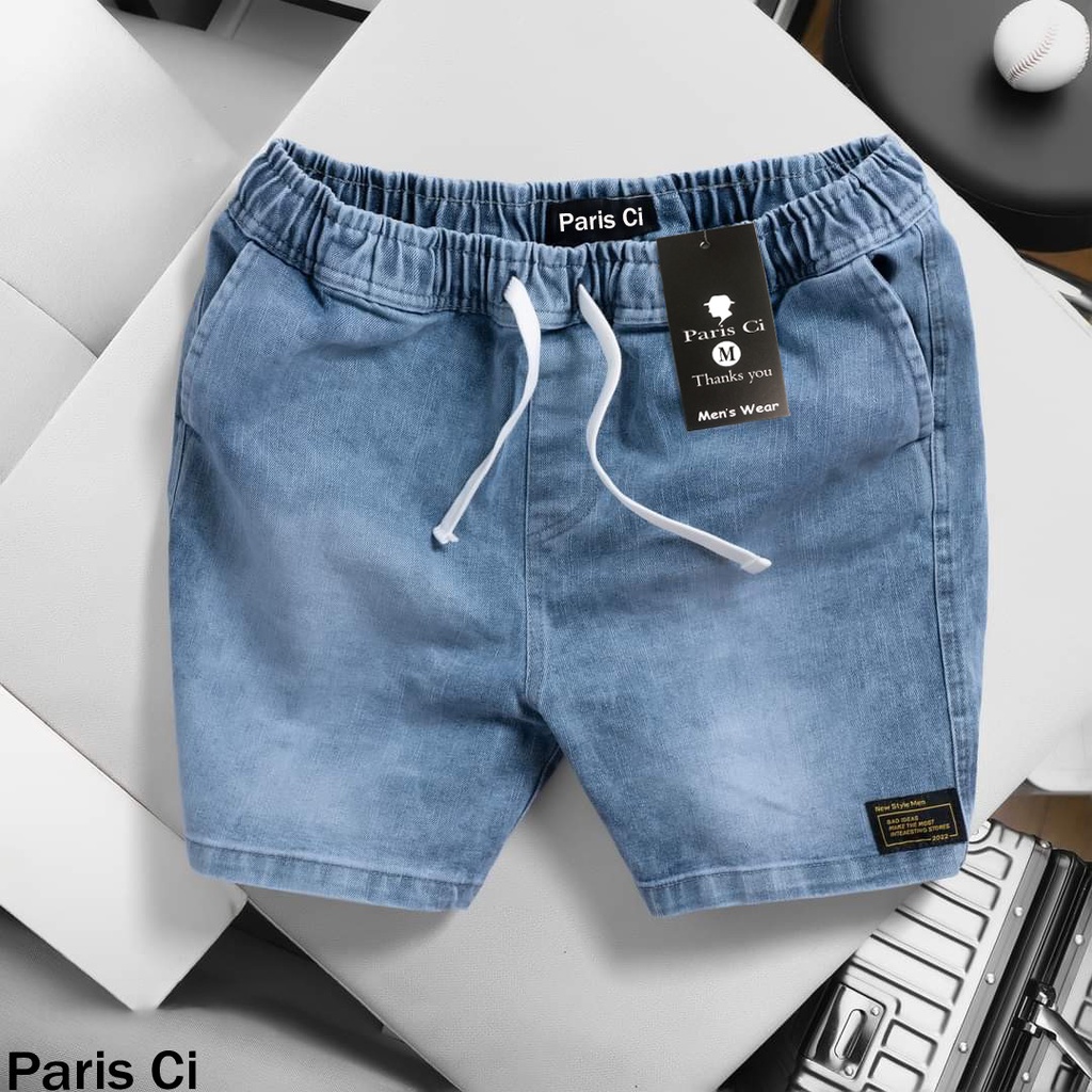 Quần Short Jean Xanh Bạc , Form Trên Gối Co Giãn Thoả Mái