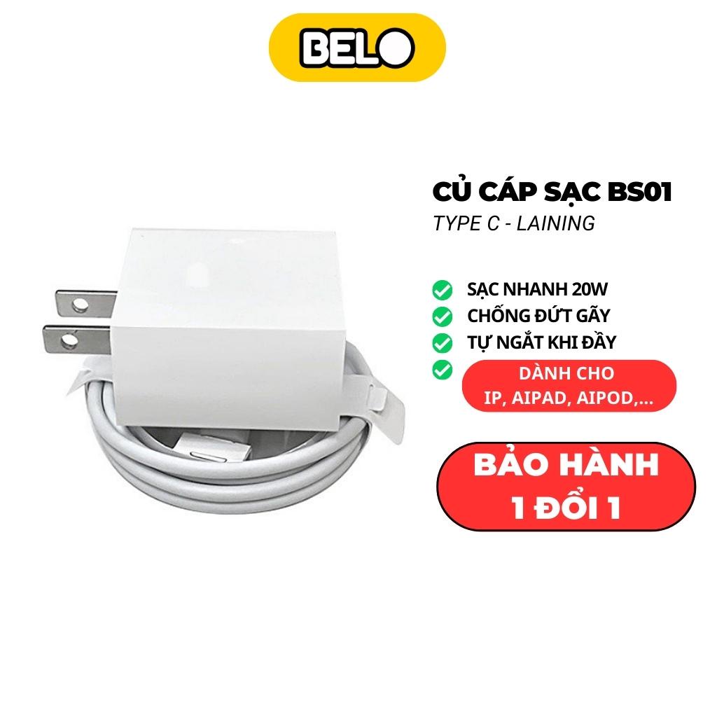 Bộ sạc nhanh Belo BS-01, củ sạc nhanh, cáp sạc nhanh PD 20W