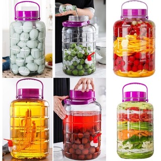 Bình thủy tinh ngâm rượu, ngâm trái cây, nuôi giấm nắp tím có quai 5l không vòi & có vòi