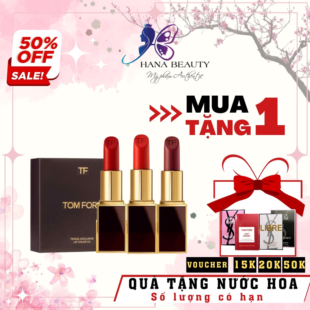 Son Tom Ford Lip Color Matte, TomFord 07 Ruby Rush Vỏ Đen Hàng Chính Hãng Có Bill Full Size