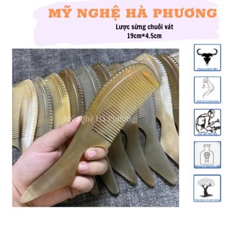 Lược sừng chuôi vát chải tóc gỡ rối - Mỹ nghệ Hà Phương