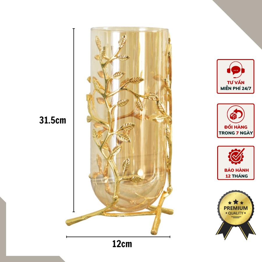 Bình hoa pha lê trong suốt bên ngoài điển hoa tinh tế mang phong cách tân cổ điển sang trọng BH18-L