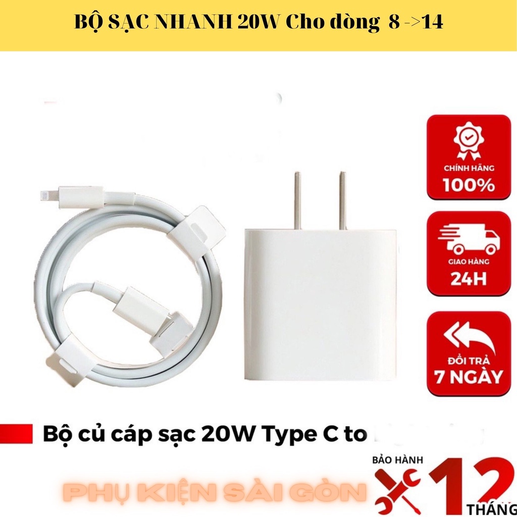 Sạc Nhanh 20W, Củ Sạc Nhanh PD 20W, Cáp Sạc Nhanh Cho Điện Thoại X/Xsmax/11/12/13/14++