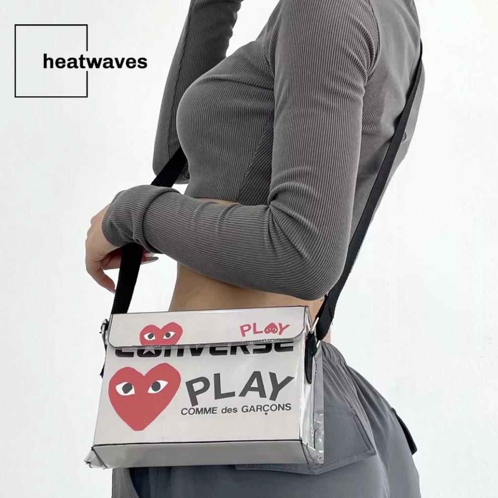 Túi hộp đeo chéo Converse CDG xám kem Box shoes custom mini bag The,Fire