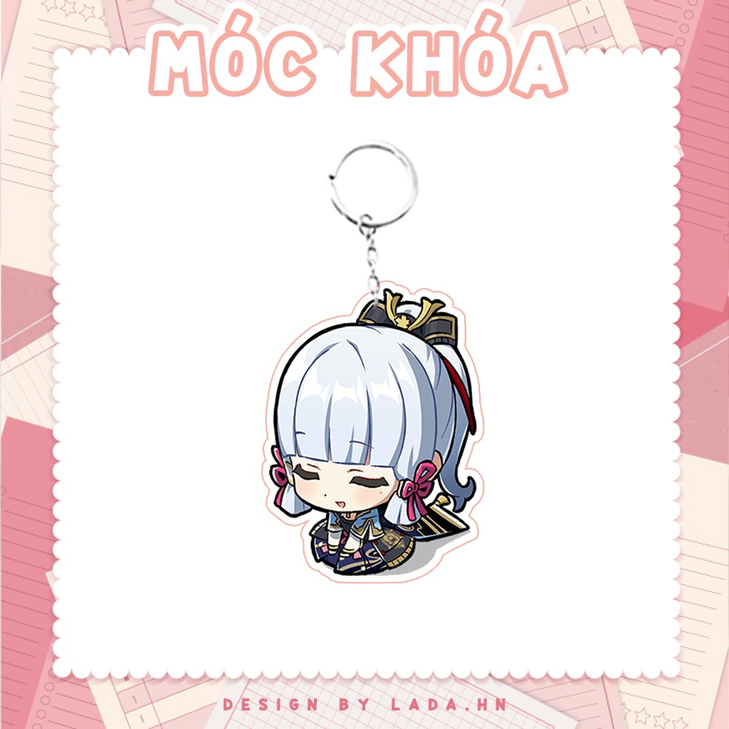 Móc khóa mô hình standee đứng để bàn Ayaka Genshin Impact Lada anime đáng yêu chibi trang trí quà tặng