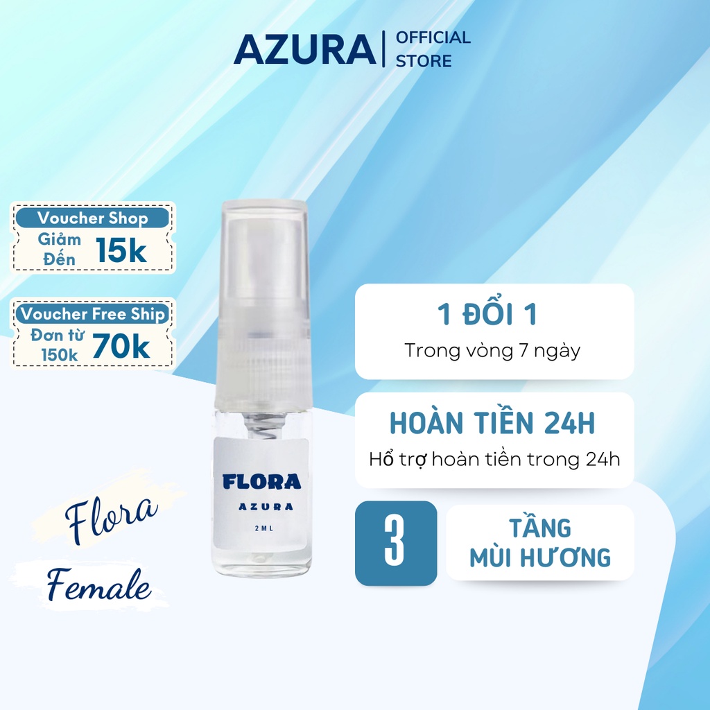 Tinh Dầu Nước Hoa Azura Flora Dịu Nhẹ Trong Lành Lâu Lưu Hương 12 Giờ Vial 2ml Dùng Thử