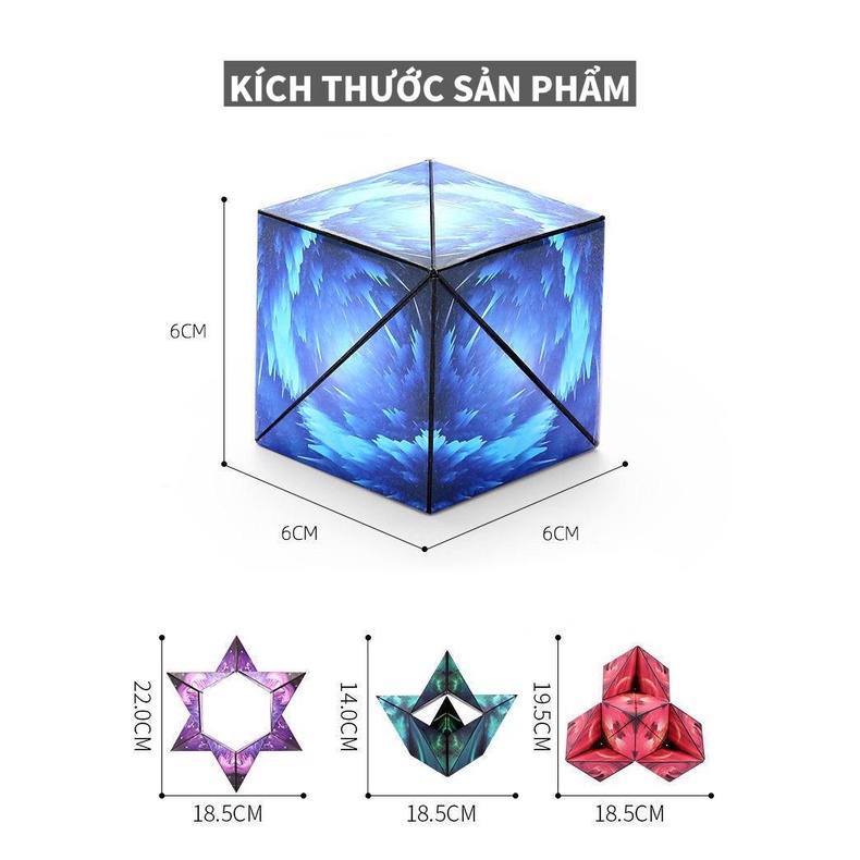 Khối Rubik Rèn Luyện khả Năng Nhận Diện Hình Học, có nam châm, biến hóa hình thù đa dạng, rèn luyện tính sáng tạo.