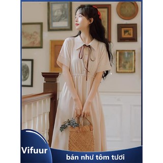 ⭐Còn hàng⭐Đầm ngắn tay thắt nơ phong cách Hàn Quốc mùa hè mới