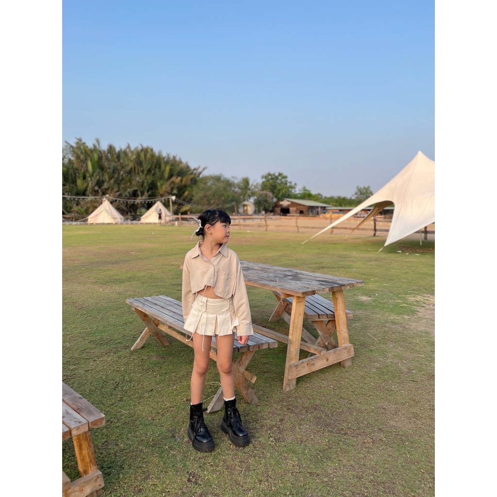 Áo sơ mi croptop tay dài với túi đựng đồ GLEE TOP - Thời trang cho Mẹ & Bé - A-43