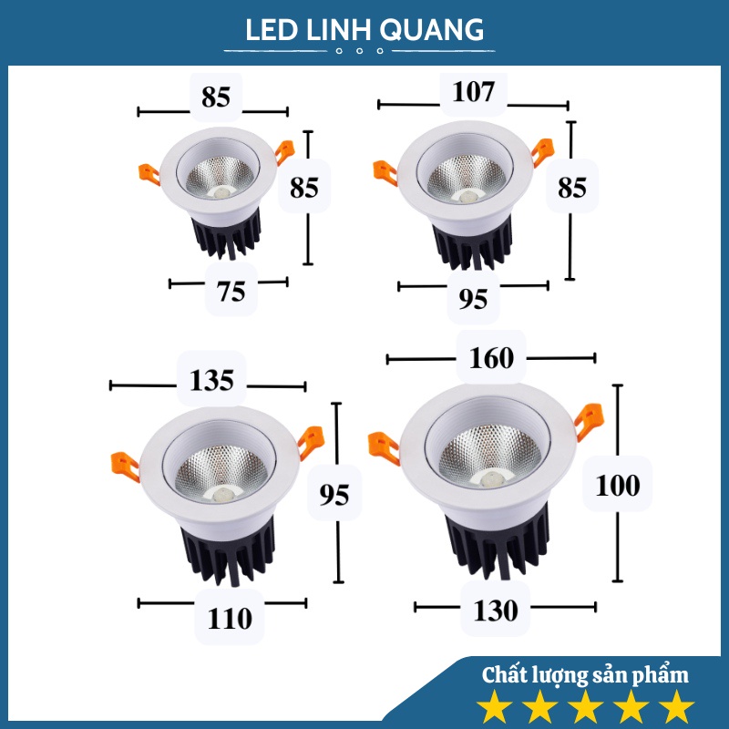 Đèn Led âm trần rọi LUX 10w/20w/30w COB