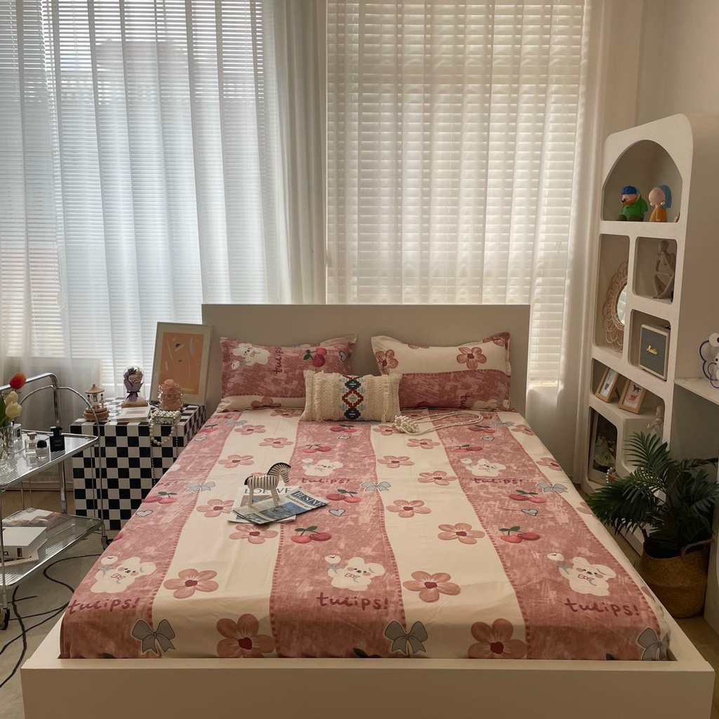Set ga poly cotton kèm 2 vỏ áo gối Cotton 100% (nhiều mẫu lựa chọn)