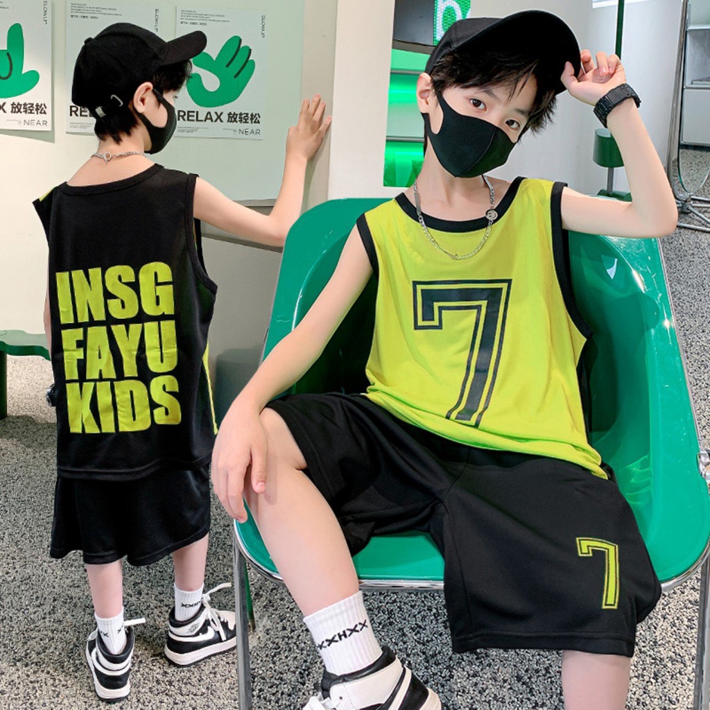 Set bộ quần áo 3 lỗ cho bé trai 18-45kg, bộ đồ sát nách bé trai 4-15 tuổi số 7 phong cách thể thao, vải mềm mát.3L68