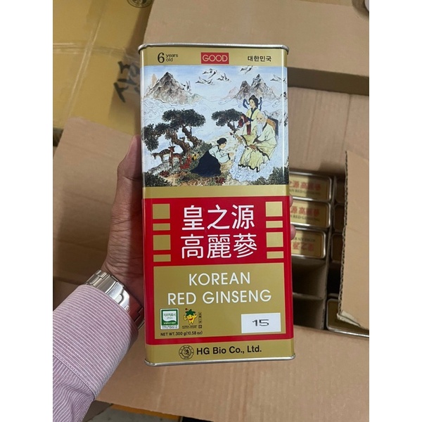 Hồng Sâm Củ Khô Hộp Sắt HG BIO Hàn Quốc
