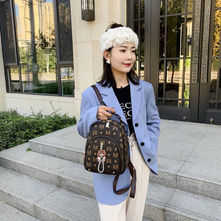 Balo móc gấu hàng Quàng Châu cao cấp da PU đựng vừa sách vở