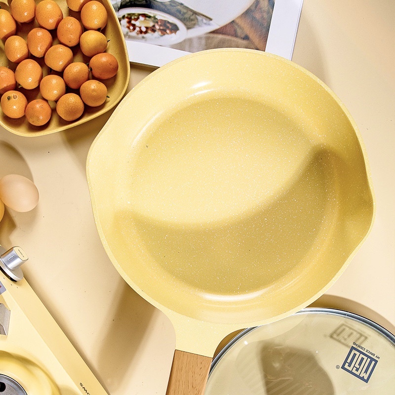 Nồi chảo đá granite cao cấp xuất Âu màu vàng