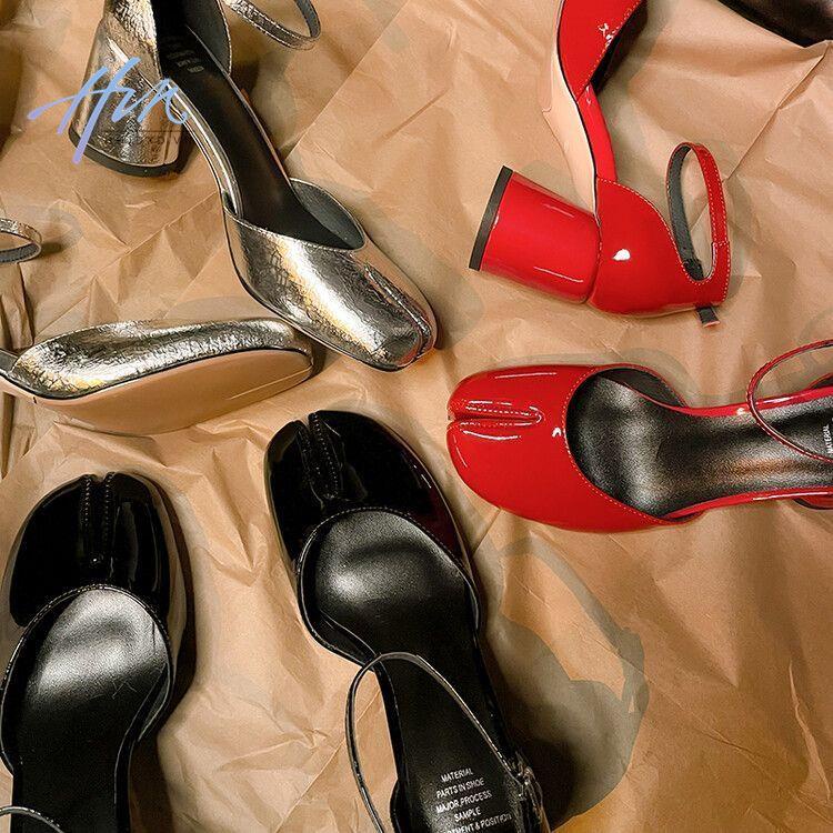 Giày cao gót bằng da mềm thiết kế xẻ mũi thời trang cho nữ