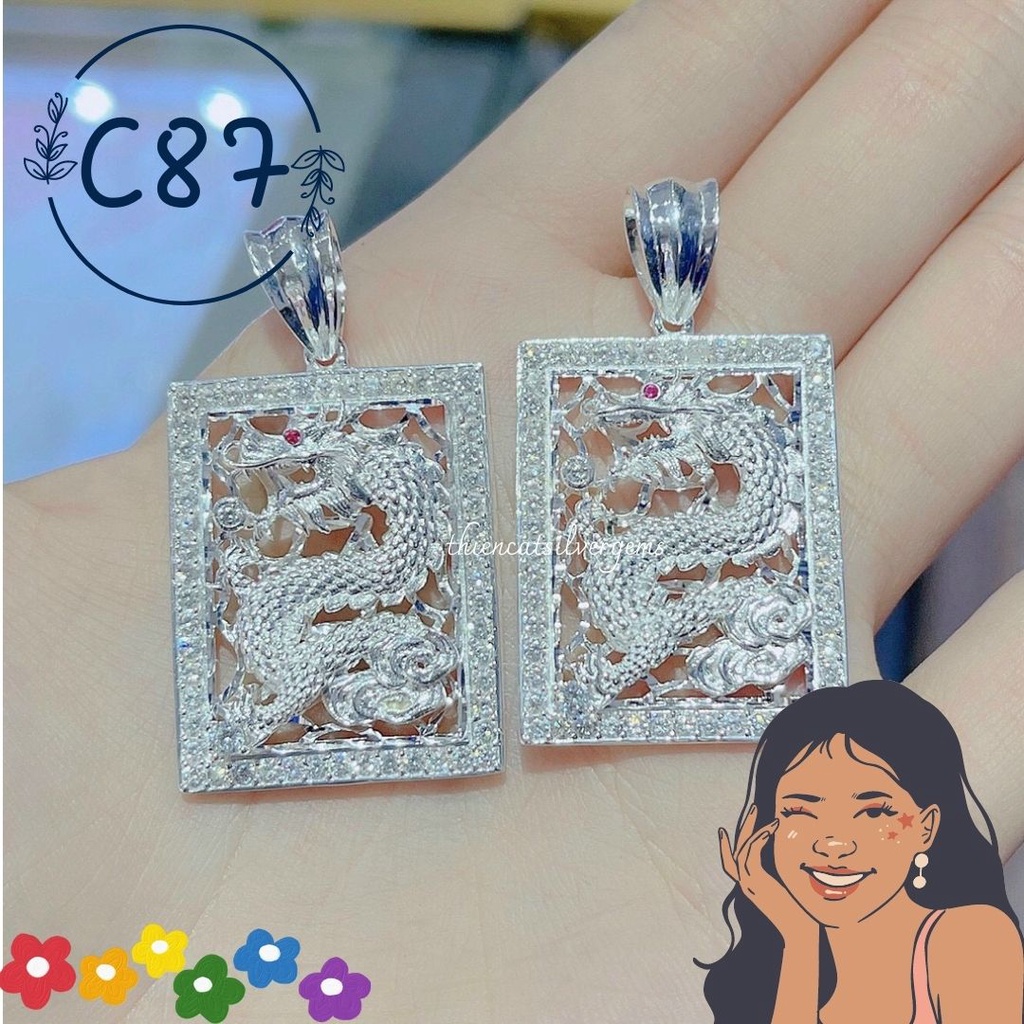 C87 Mặt dây chuyền Bích Long Bạc thật nguyên chất Thiên Cát