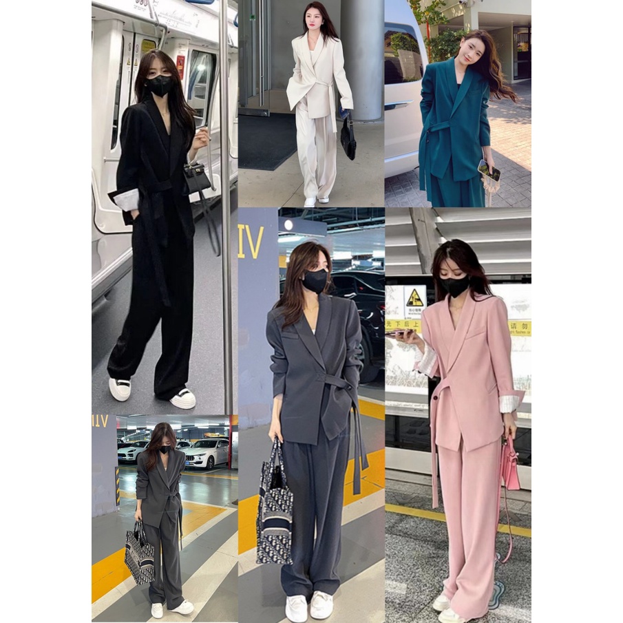 Sẵn Xanh lục-M(Hàng Đẹp)Ảnh thật 5 hình cuối-Set áo blazer + quần âu thiết kế phong cách Hàn Quốc | BigBuy360 - bigbuy360.vn