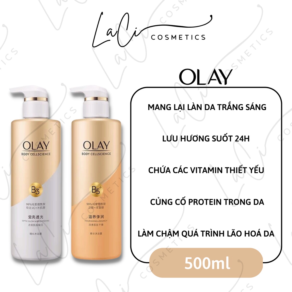 Sữa Tắm OLAY B3+ Siêu Dưỡng Trắng Da, Cấp Ẩm Và Đàn Hồi Cho Da - Chai 500ml