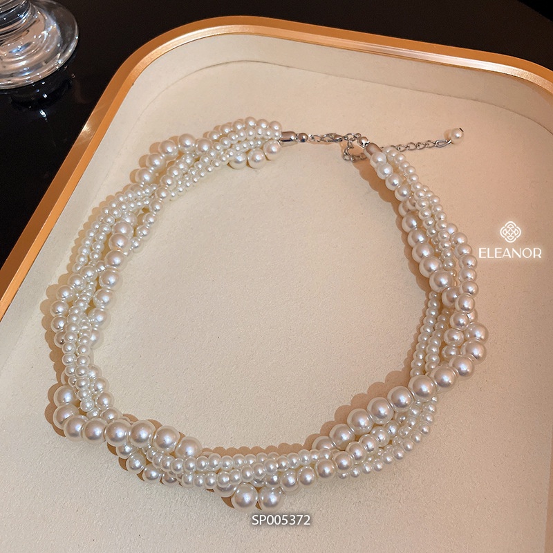 Dây chuyền choker nữ ngọc trai nhân tạo Eleanor Accessories dạng chuỗi đan nhau phụ kiện trang sức sang trọng 5372