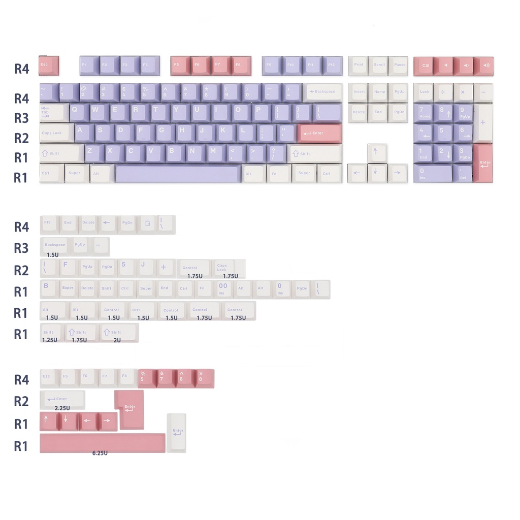 Keycap Lilac PBT doubleshot, cherry profile