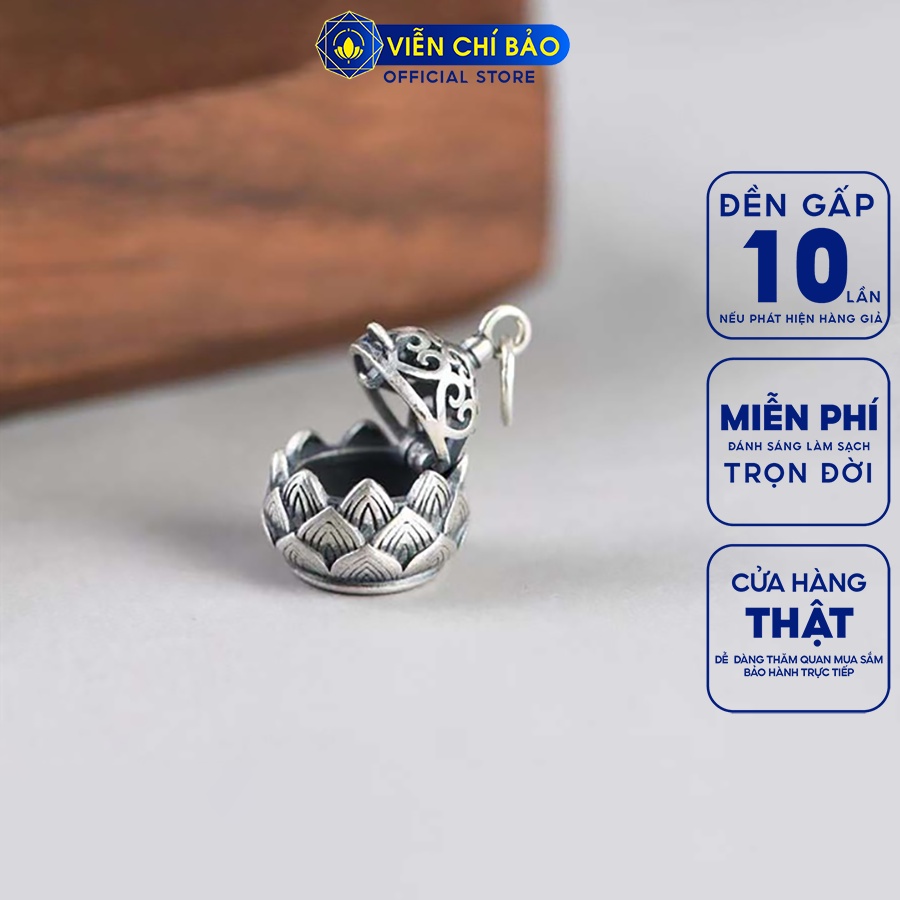 Mặt dây chuyền bạc nữ hoa sen trụ kinh luân chất liệu bạc Thái 925 thời trang phụ kiện trang sức Viễn Chí Bảo M000136