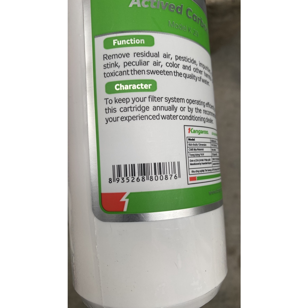 Bộ lõi lọc Kangaroo 1,2,3. chính hãng 100%