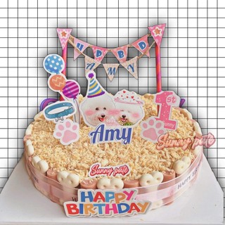 Bánh sinh nhật cho thú cưng - làm từ pate tươi phủ topping gà +cá +snack thưởng - Sunny pate