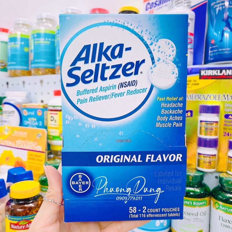 10 viên sủi Alka seltzer Original Flavor giảm đau hạ sốt nhanh chuẩn Mỹ