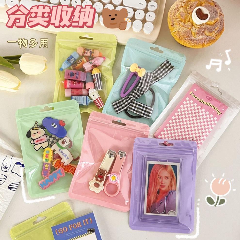 Túi Zip Nhựa Màu Pastel Đựng Card, Quà Tặng, Bánh Kẹo Đa Năng Tiện Lợi