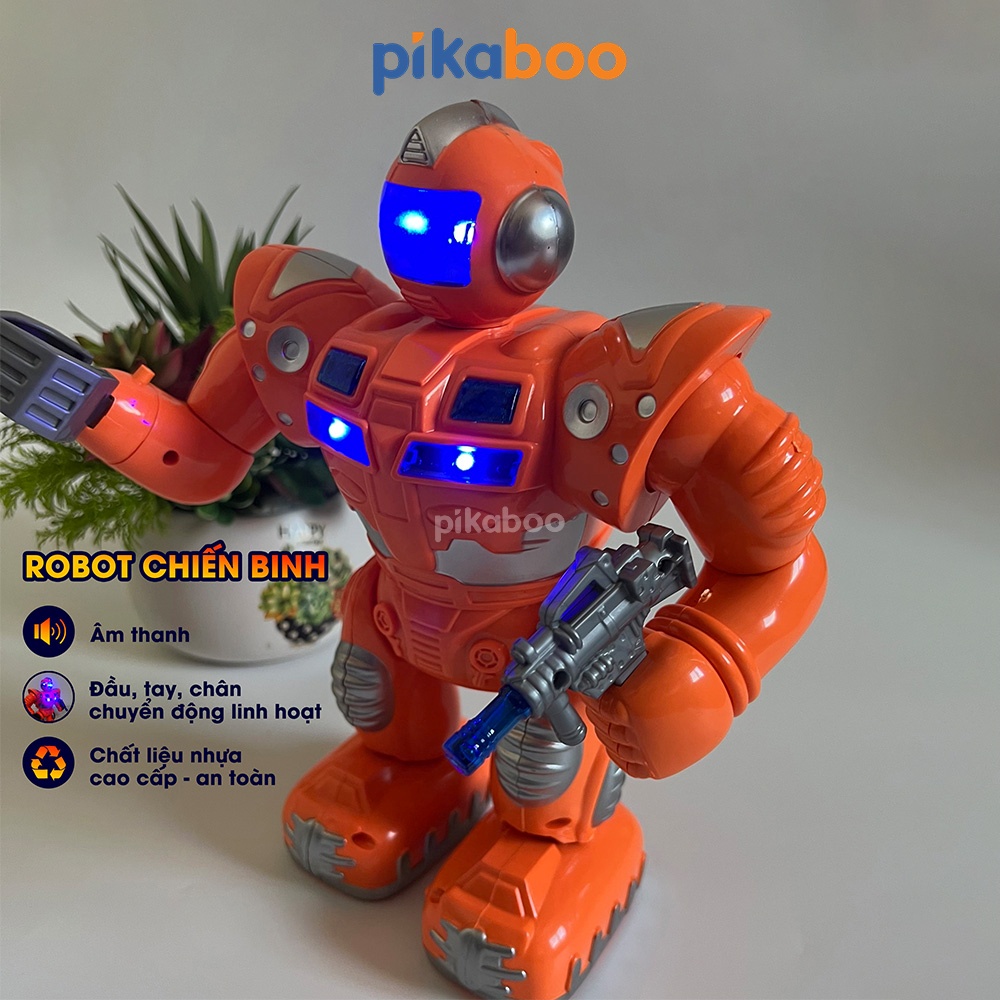Robot cảnh sát cao cấp Pikaboo có đèn phát sáng và âm thanh khi di chuyển kèm 3 mũi tên đầu mút cao su an toàn cho bé